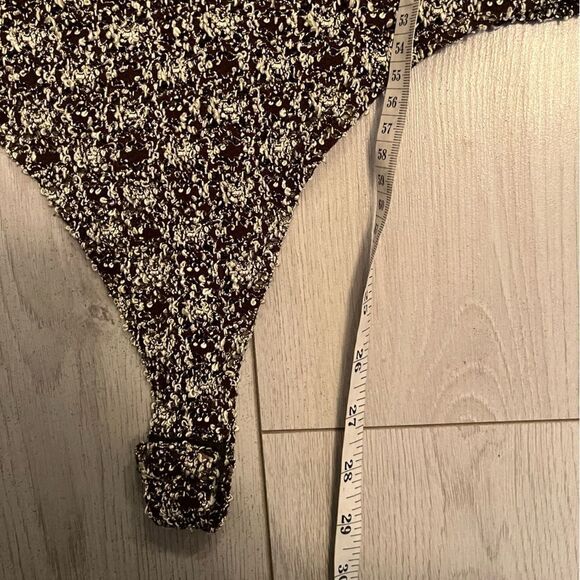 Vintage 90s textured brown and beige high neck bodysuit - Picture 10 of 10